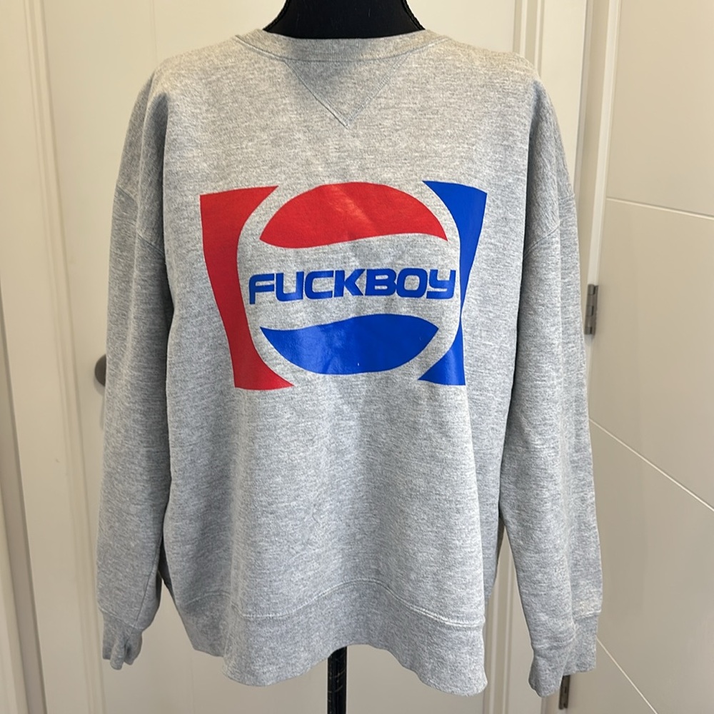 90s Y2K Streetwear Graphic Sweatshirt F*ckboy Pepsi Graphic Meme Size M